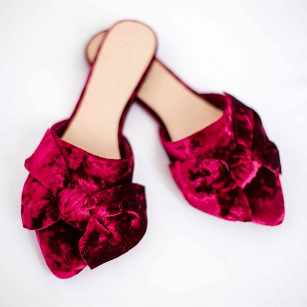 Velvet Bow Mules